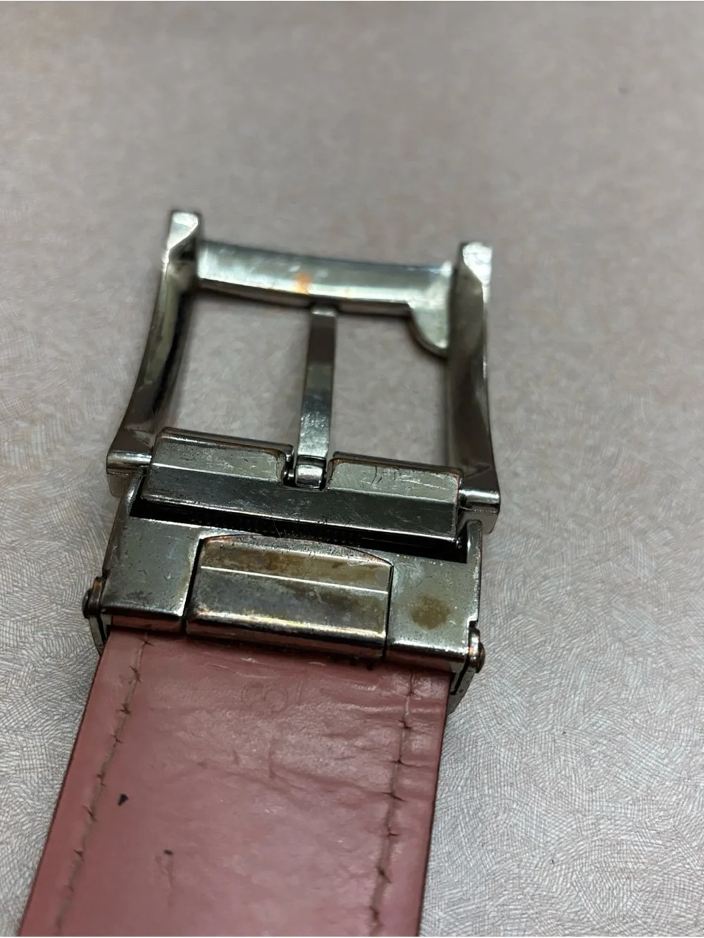 Druh Black / Pink Leather Belt Golf Silver Buckle Men's 34 Handmade In Thailand